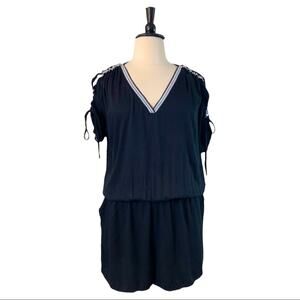 Project Runway Black White Trim Sporty V Neck Romper Women's Size 0X Plus